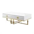 Posh Living Mano 2-Drawers Stainless Steel Base Coffee Table - White/Gold
