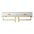 Posh Living Mano 2-Drawers Stainless Steel Base Coffee Table - White/Gold