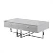 Posh Living Mano 2-Drawers Stainless Steel Base Coffee Table - Light Gray/Chrome
