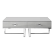 Posh Living Mano 2-Drawers Stainless Steel Base Coffee Table - Light Gray/Chrome