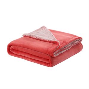 Posh Pascal 108&quotx90&quot Reversible Flannel Heathered Sherpa Blanket in Fuchsia