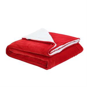 Posh Pascal 90&quotx90&quot Reversible Flannel Solid Sherpa Blanket in Red