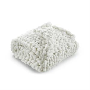Posh Living Beliz 40&quotx60&quot Chunky Knitted Fabric Super Soft Throw in Cream/White