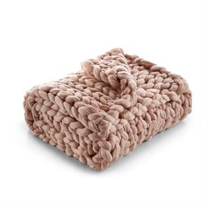 Posh Living Beliz 50&quotx70&quot Chunky Knitted Fabric Super Soft Throw in Blush Pink