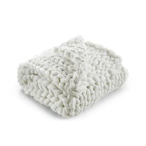 Posh Living Beliz 50&quotx70&quot Chunky Knitted Fabric Super Soft Throw in Cream/White
