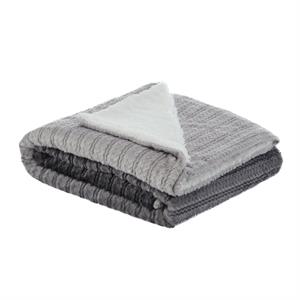 Posh Living Pierre 60&quotx70&quot Reversible Flannel Jacquard Throw in Dark Gray