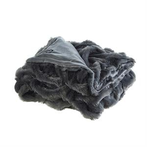 Posh Living Tristin 50&quotx60&quot Stitched Faux Fur Soft Fabric Throw in Gray