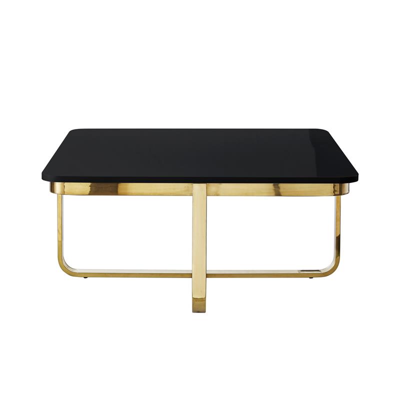 Posh Living Kaloni Modern Stainless Steel Base Coffee Table in Black/Gold