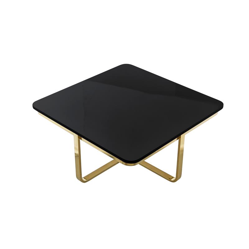 Posh Living Kaloni Modern Stainless Steel Base Coffee Table in Black/Gold