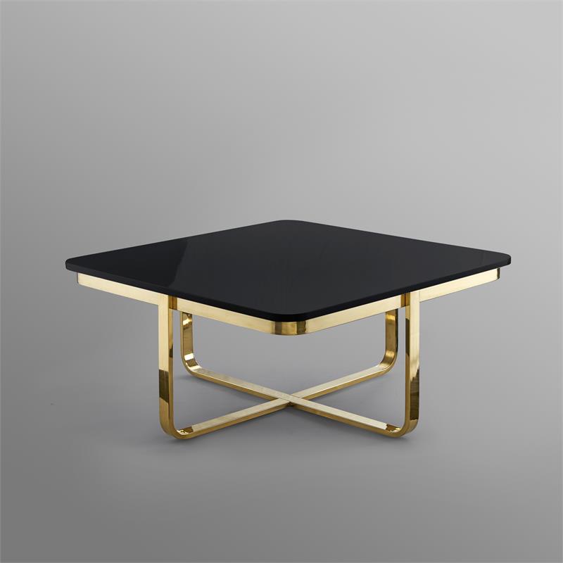 Posh Living Kaloni Modern Stainless Steel Base Coffee Table in Black/Gold
