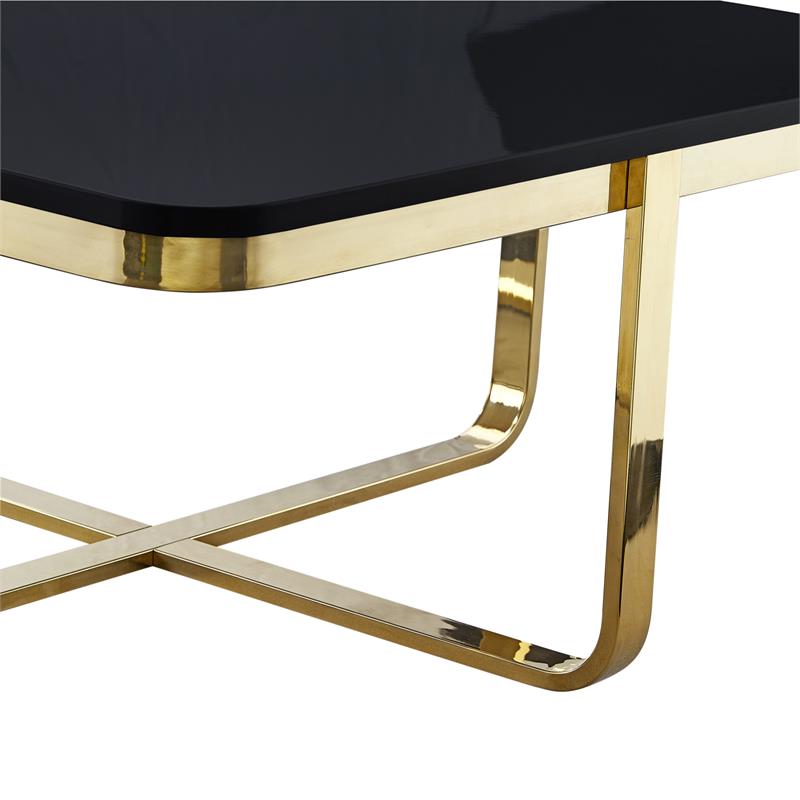 Posh Living Kaloni Modern Stainless Steel Base Coffee Table in Black/Gold