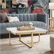 Posh Living Kaloni Modern Stainless Steel Base Coffee Table in White/Gold