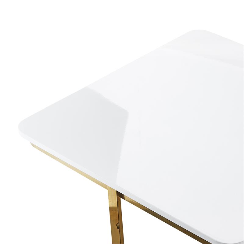 Posh Living Kaloni Modern Stainless Steel Base Coffee Table in White/Gold
