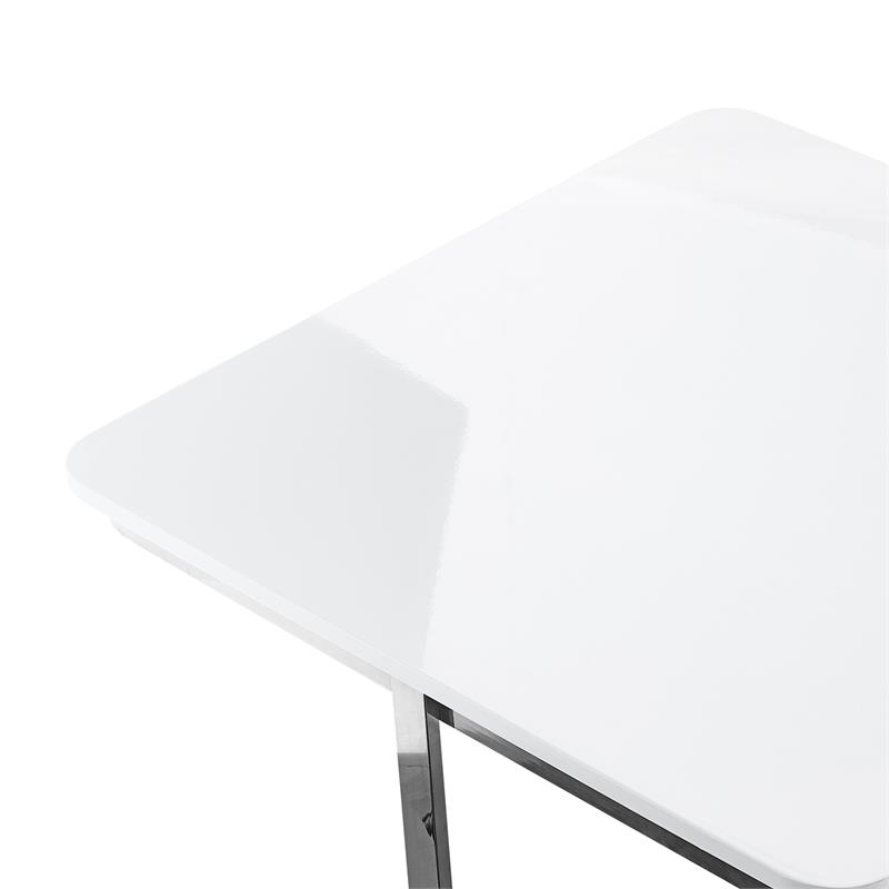 Posh Living Kaloni Modern Stainless Steel Base Coffee Table in White/Chrome