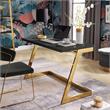 Posh Living Aluna Modern Stainless Steel Base Writing Desk in Black/Gold