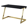 Posh Living Aluna Modern Stainless Steel Base Writing Desk in Black/Gold