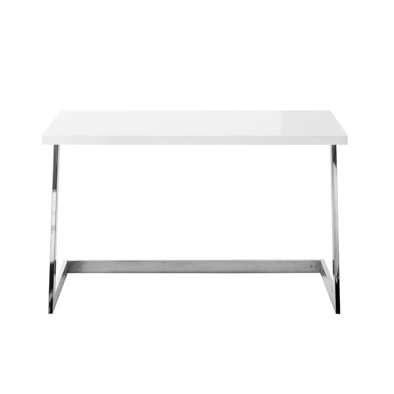 Posh Living Aluna Modern Stainless Steel Base Writing Desk in White/Chrome