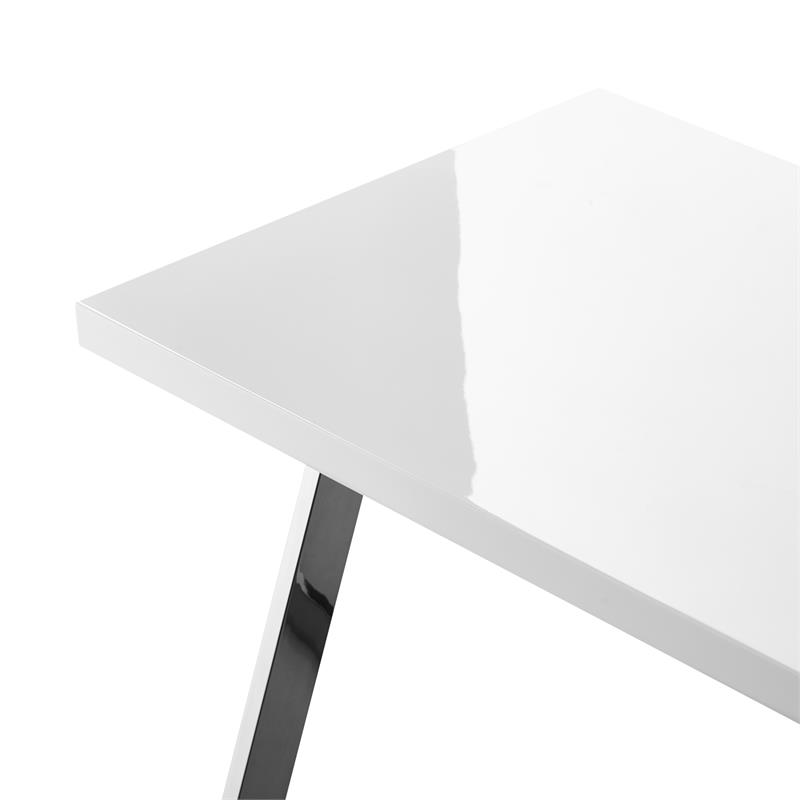 Posh Living Aluna Modern Stainless Steel Base Writing Desk in White/Chrome
