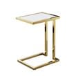 Posh Living Luane Modern C-Shape Stainless Steel End Table in White/Gold