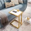 Posh Living Luane Modern C-Shape Stainless Steel End Table in White/Gold