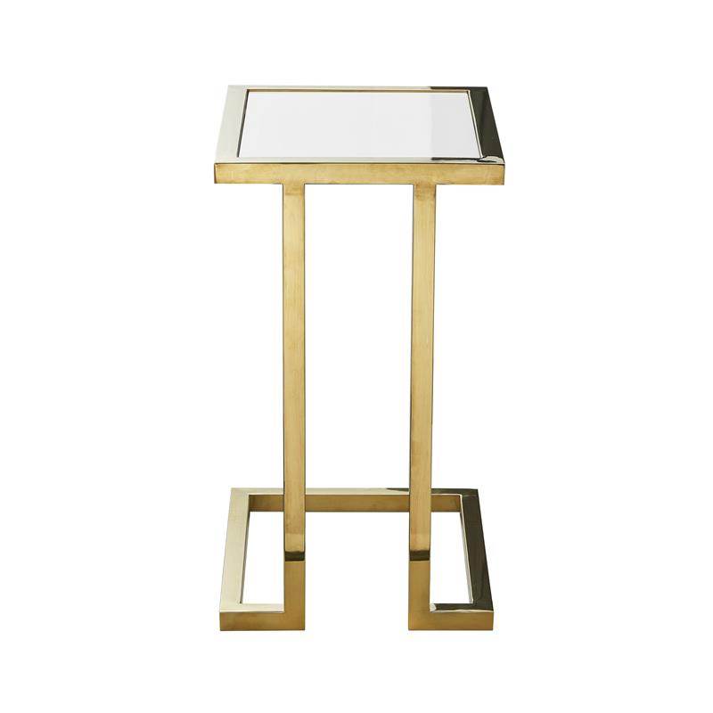Posh Living Luane Modern C-Shape Stainless Steel End Table in White/Gold