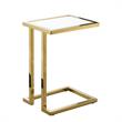 Posh Living Luane Modern C-Shape Stainless Steel End Table in White/Gold