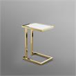 Posh Living Luane Modern C-Shape Stainless Steel End Table in White/Gold