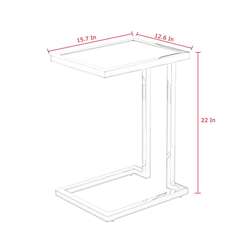 Posh Living Luane Modern C-Shape Stainless Steel End Table in White/Gold