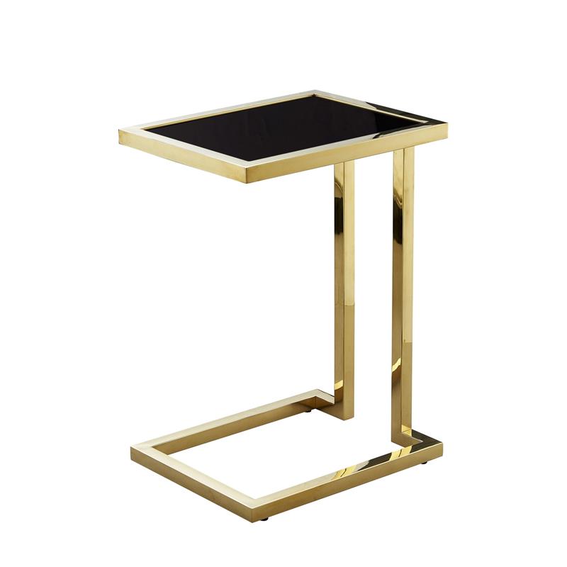 Posh Living Luane Modern C Shape Stainless Steel End Table In Black Gold Et202 09bk Cx