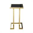 Posh Living Luane Modern C-Shape Stainless Steel End Table in Black/Gold