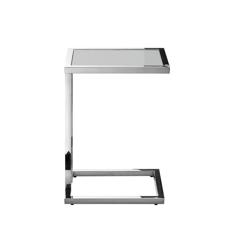 Posh Living Luane Modern C-Shape Stainless Steel End Table in Light Gray/Chrome