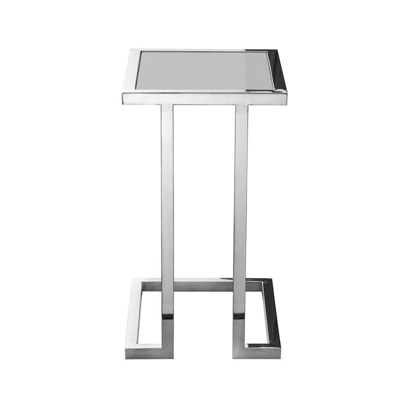 Posh Living Luane Modern C-Shape Stainless Steel End Table in Light Gray/Chrome