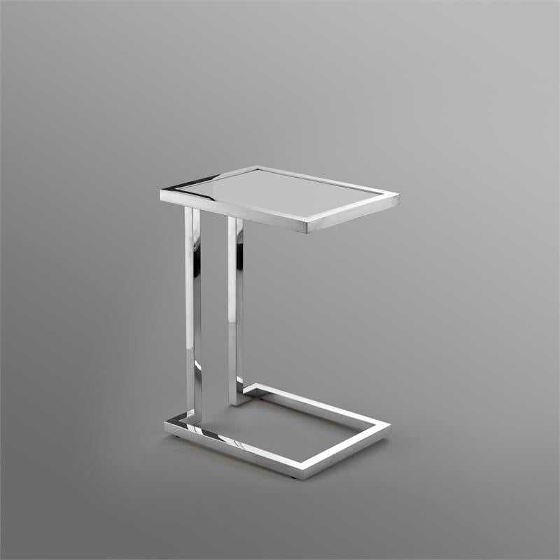 Posh Living Luane Modern C-Shape Stainless Steel End Table in Light Gray/Chrome