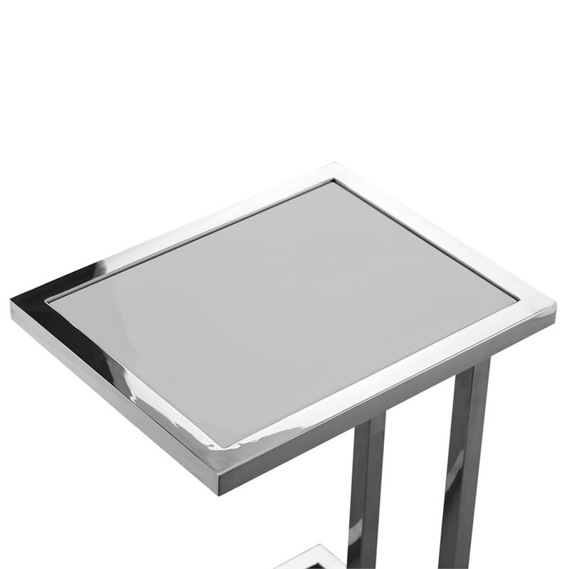 Posh Living Luane Modern C-Shape Stainless Steel End Table in Light Gray/Chrome