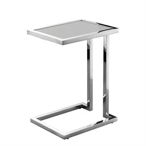 Posh Living Luane Modern C-Shape Stainless Steel End Table in Light Gray/Chrome