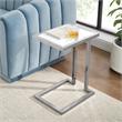 Posh Living Luane Modern C-Shape Stainless Steel End Table in White/Chrome