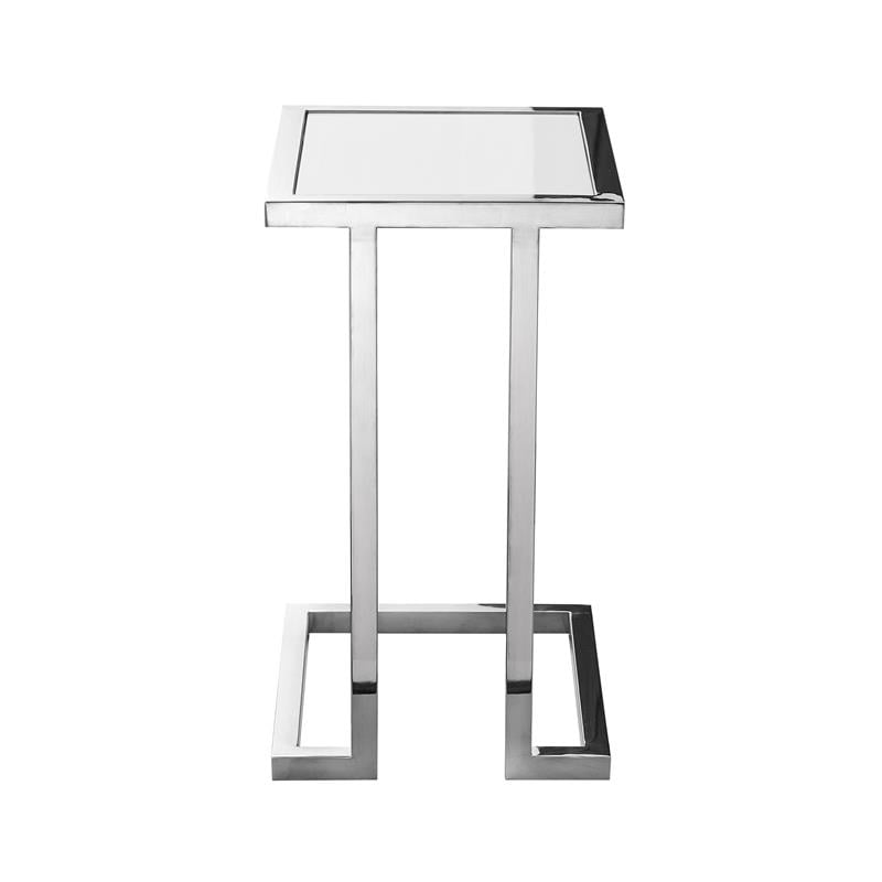 Posh Living Luane Modern C-Shape Stainless Steel End Table in White/Chrome