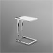 Posh Living Luane Modern C-Shape Stainless Steel End Table in White/Chrome