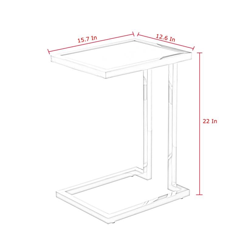 Posh Living Luane Modern C-Shape Stainless Steel End Table in White/Chrome