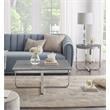 Posh Living Kaloni Modern Stainless Steel Base End Table in Light Gray/Chrome
