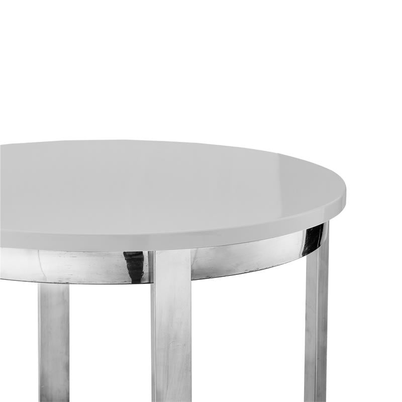 Posh Living Kaloni Modern Stainless Steel Base End Table in Light Gray/Chrome