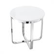 Posh Living Kaloni Modern Stainless Steel Base End Table in White/Chrome