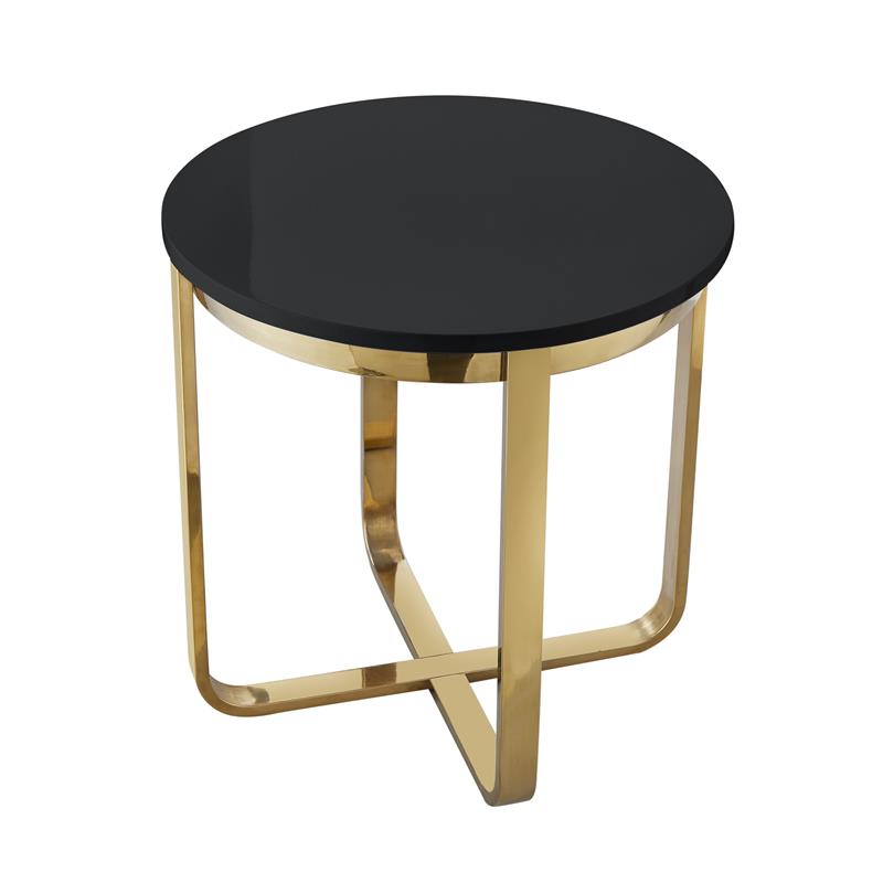 Posh Living Kaloni Modern Stainless Steel Base End Table in Black/Gold