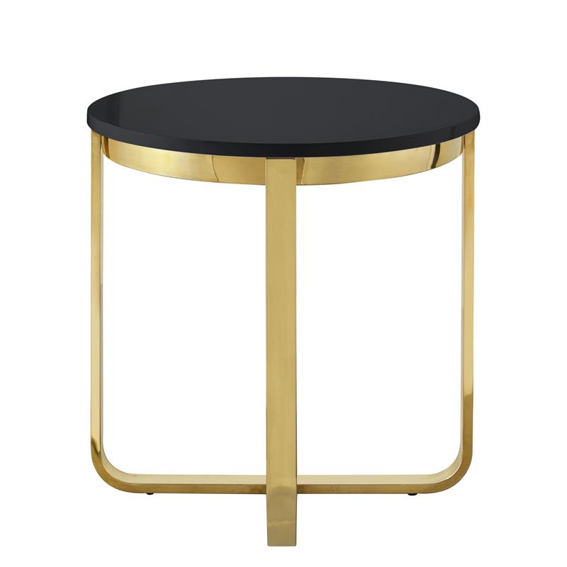 Posh Living Kaloni Modern Stainless Steel Base End Table in Black/Gold