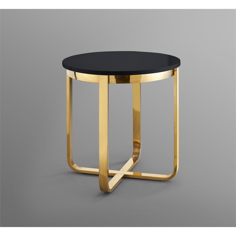 Posh Living Kaloni Modern Stainless Steel Base End Table in Black/Gold