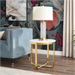 Posh Living Kaloni Modern Stainless Steel Base End Table in White/Gold