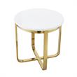 Posh Living Kaloni Modern Stainless Steel Base End Table in White/Gold