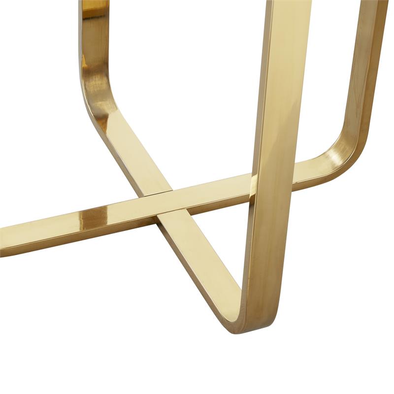 Posh Living Kaloni Modern Stainless Steel Base End Table in White/Gold