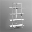 Posh Living Aluna 4-Shelf Stainless Steel Frame Bookcase in White/Chrome