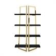 Posh Living Aluna 4-Shelf Stainless Steel Frame Bookcase in Black/Gold